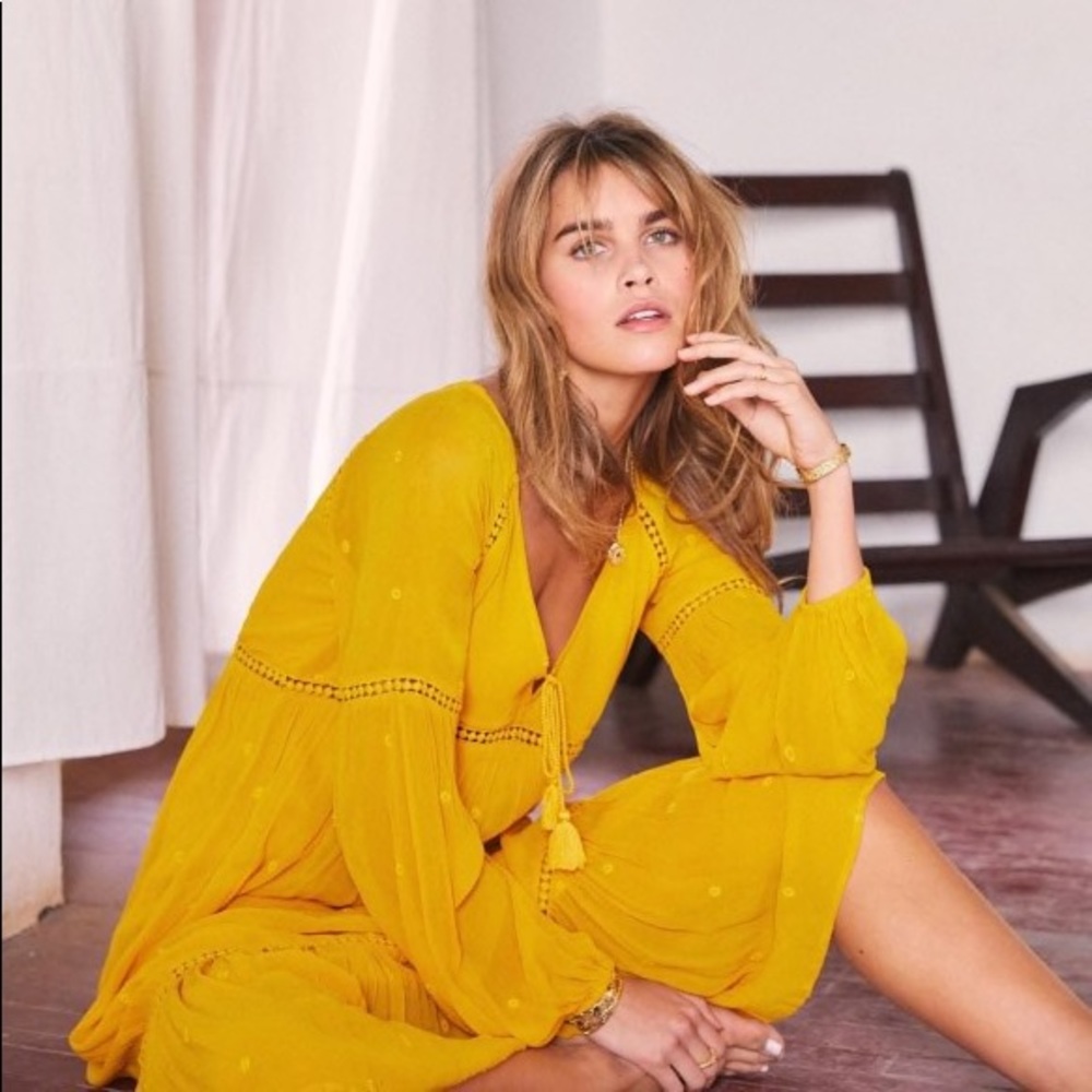 Sézane alana dress size 40 color saffron